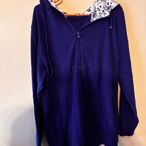 Michelle Mae Blue Hoodie with Patterned Hood